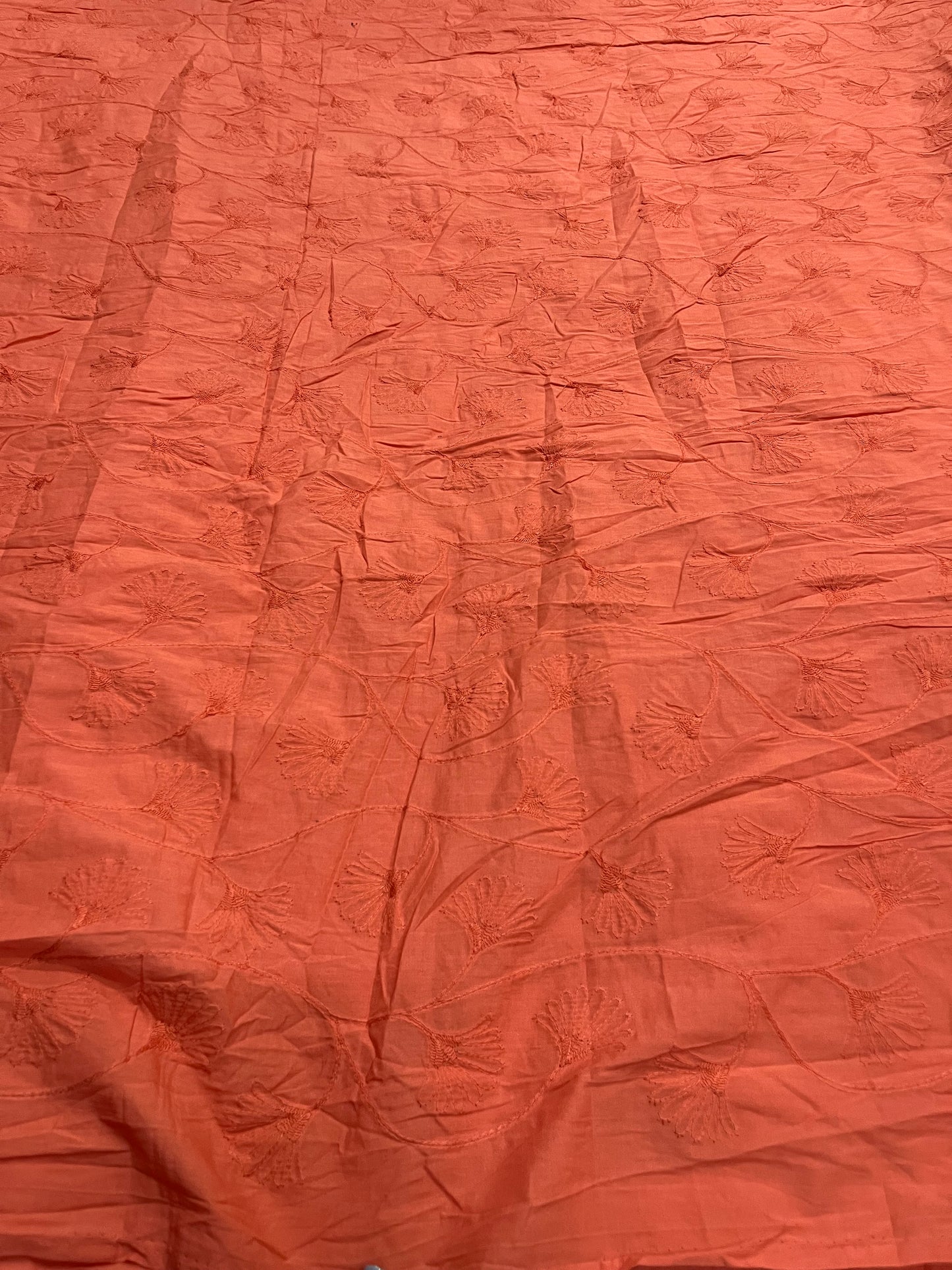 Buy Hakoba Orange Fan Flower Embroidery Fabric