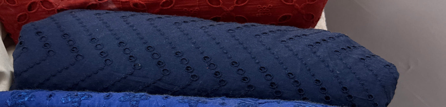 Buy Cotton Hakoba ZigZag Embroidery Fabric