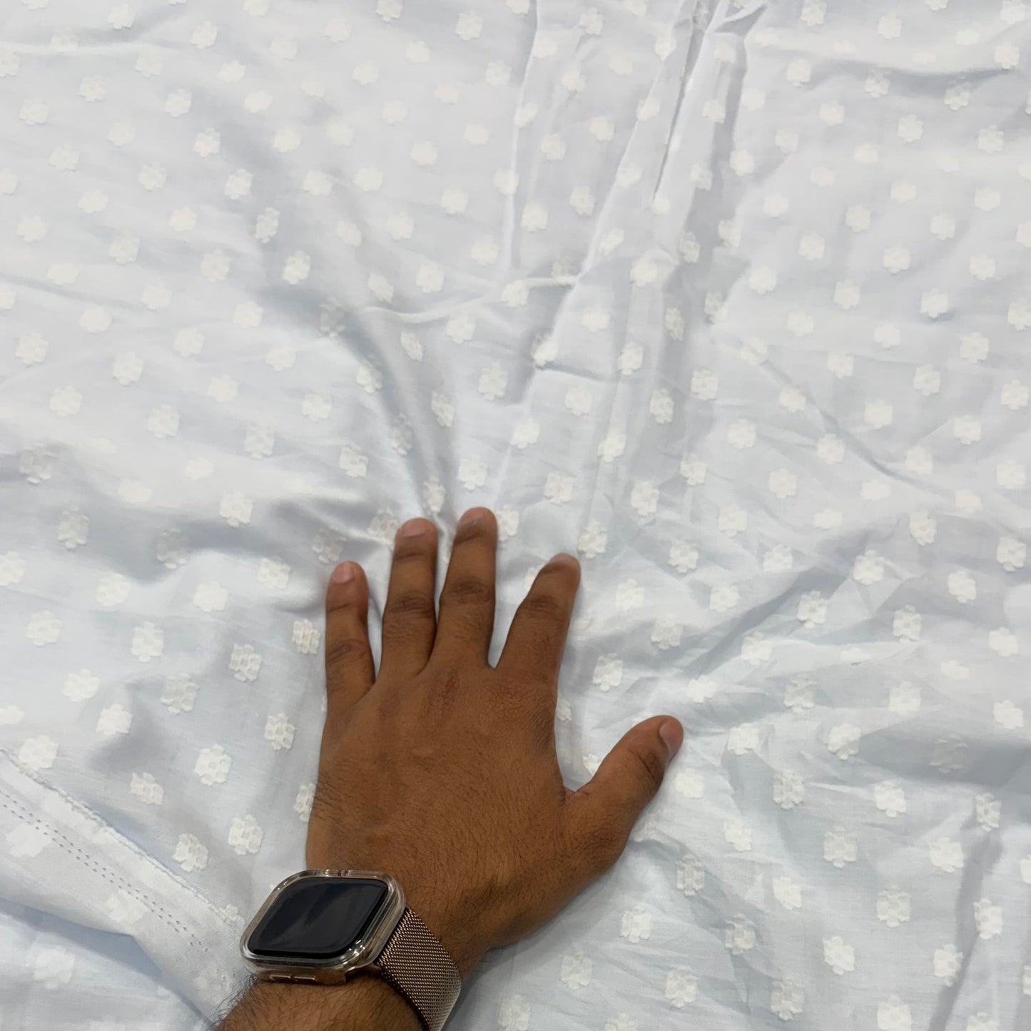 Buy Cotton Solid Baby Blue Floral Butta Fabric