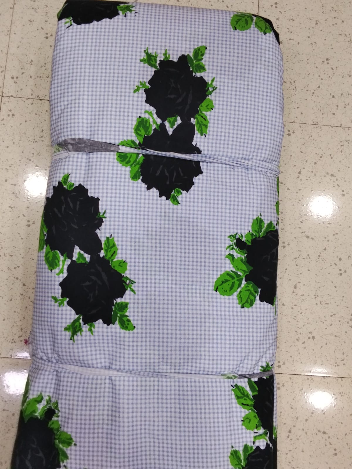 Buy Cotton Poplin Lavender Check With Black Rose Printed FABRIC