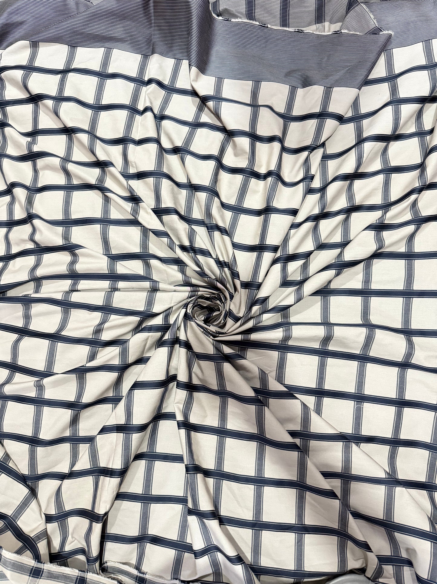 Buy Poplin Olive Base Check Double Line Printed Fabric
