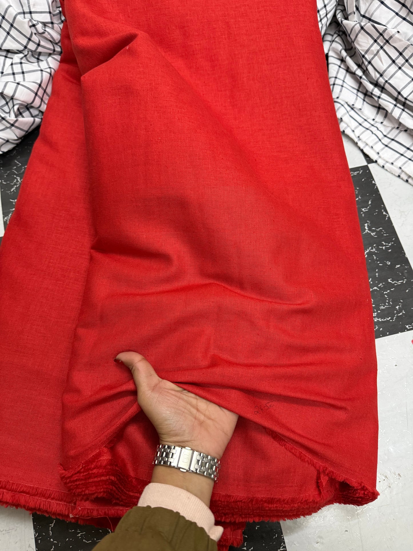 Buy Pure Linen Solid Volt Red Fabric