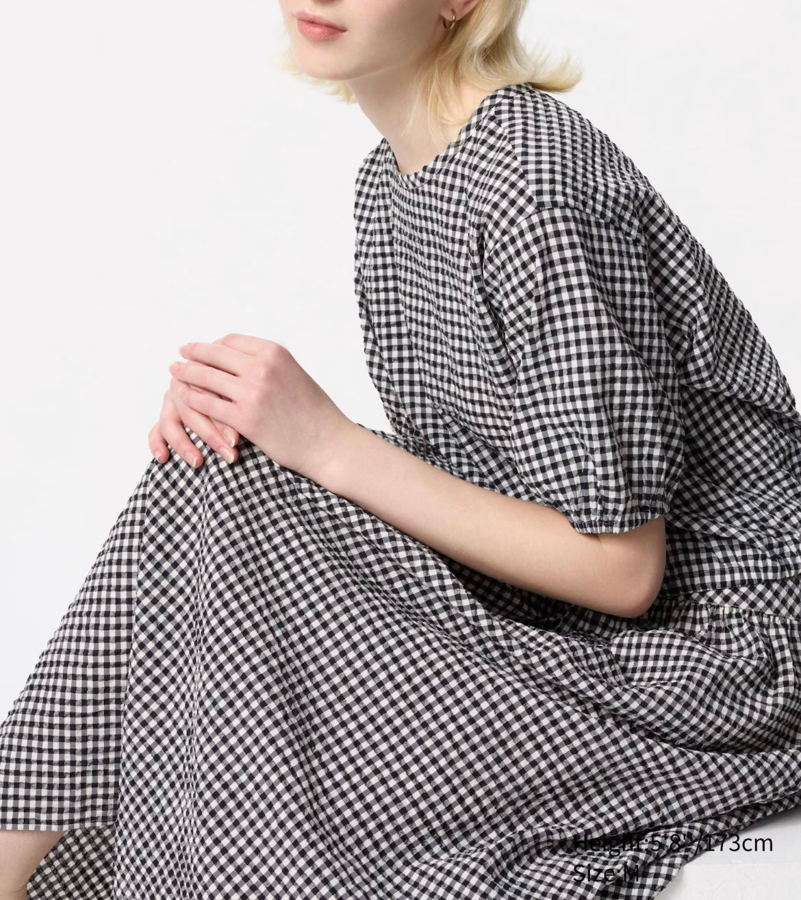Premium Seersucker Gingham Black & White Check Fabric
