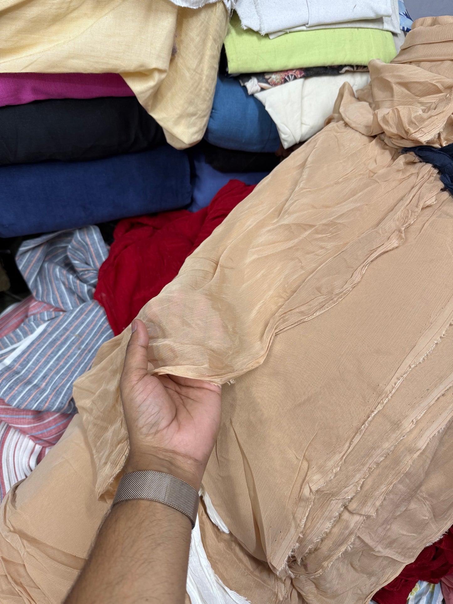 Buy Pure Chiffon Solid Coffee Fabric