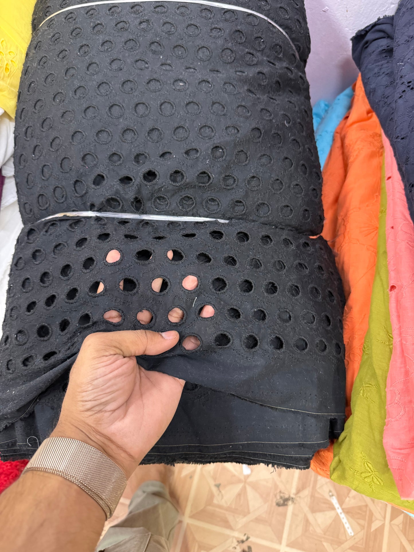 Buy Cotton Hakoba Black Circle Traditional