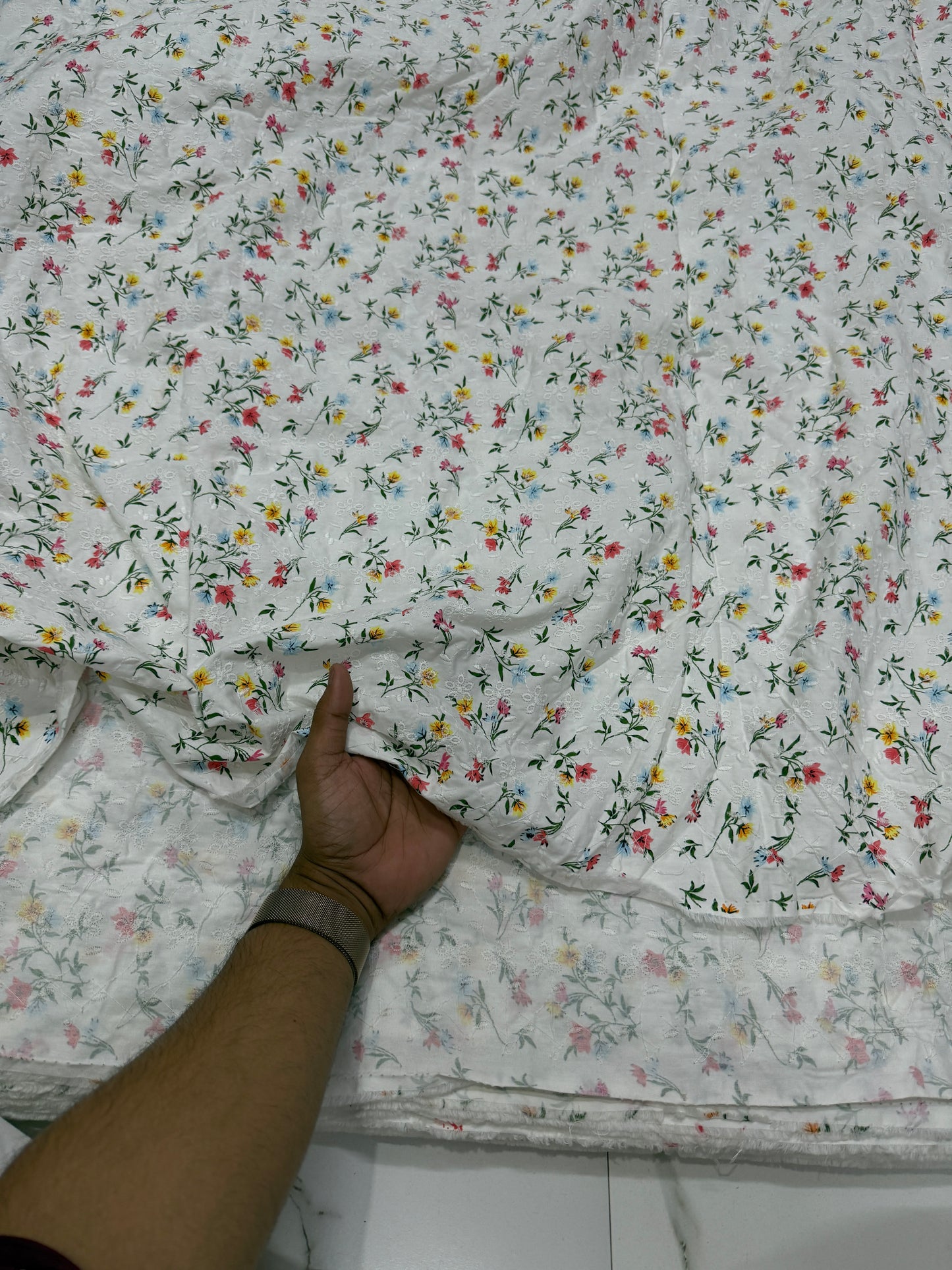 Buy Hakoba Poplin Floral Base Embroidery Fabric