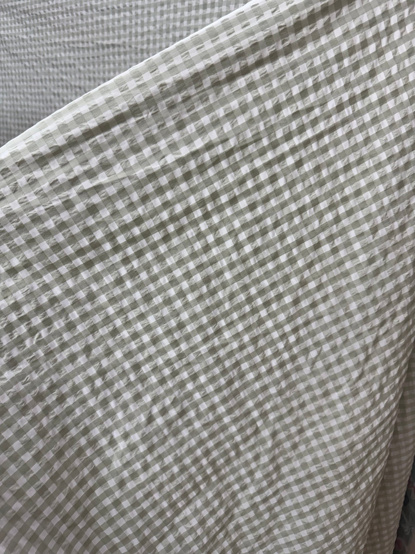 Buy Premium Seersucker Mint Green Checks Fabric