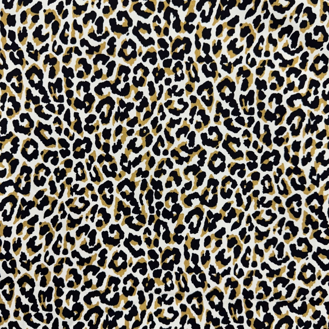 Buy Poplin Cheetah Printed Fabric Ivory Base