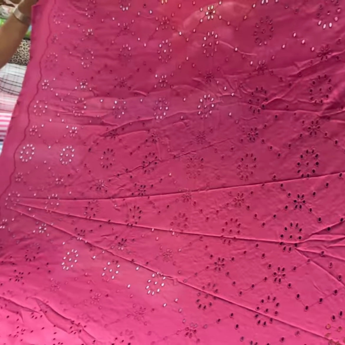 Buy Cotton Hakoba Maroon Join Embroidery