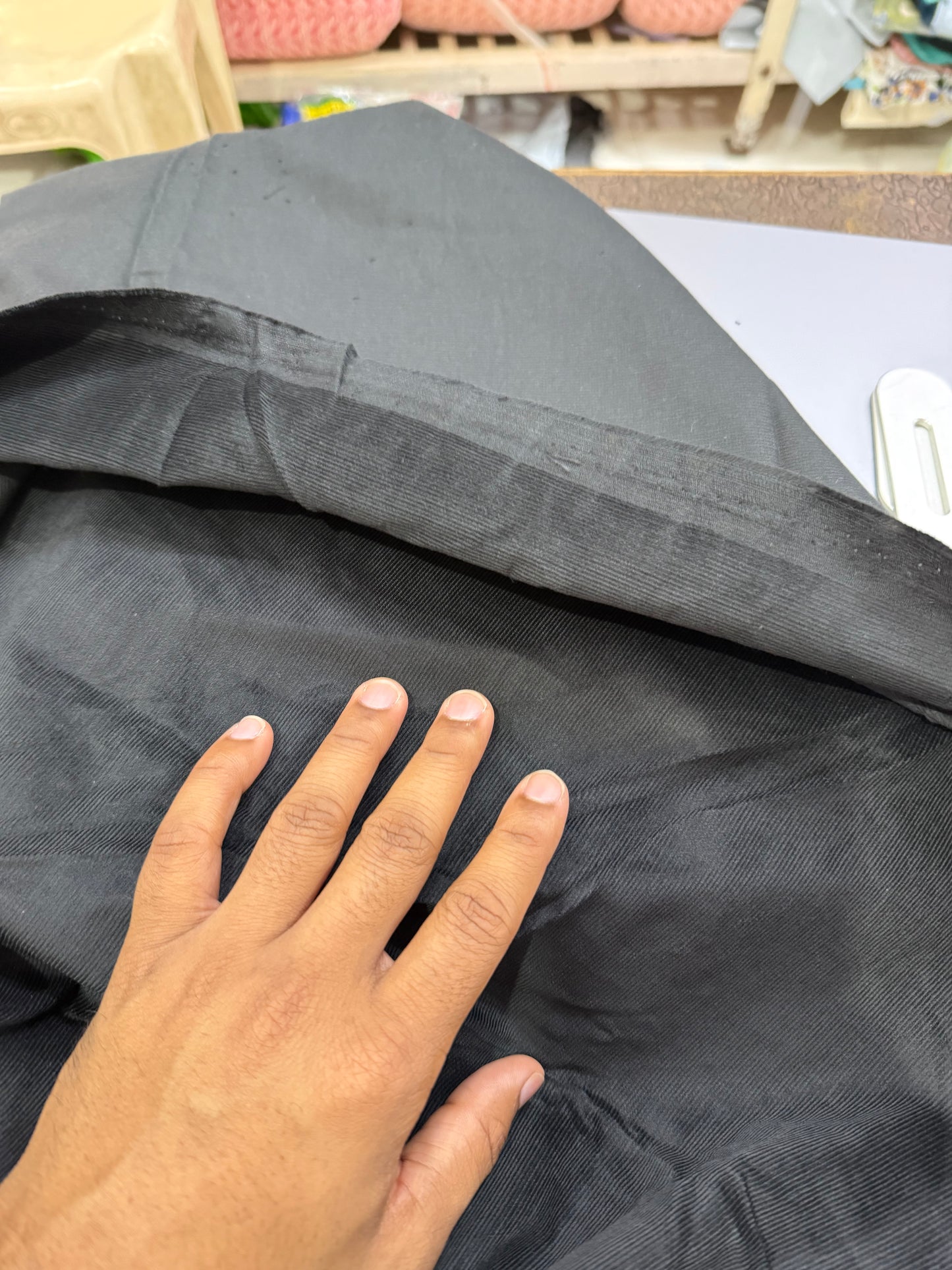 Buy Corduroy Solid Black Fabric (21 Wale)