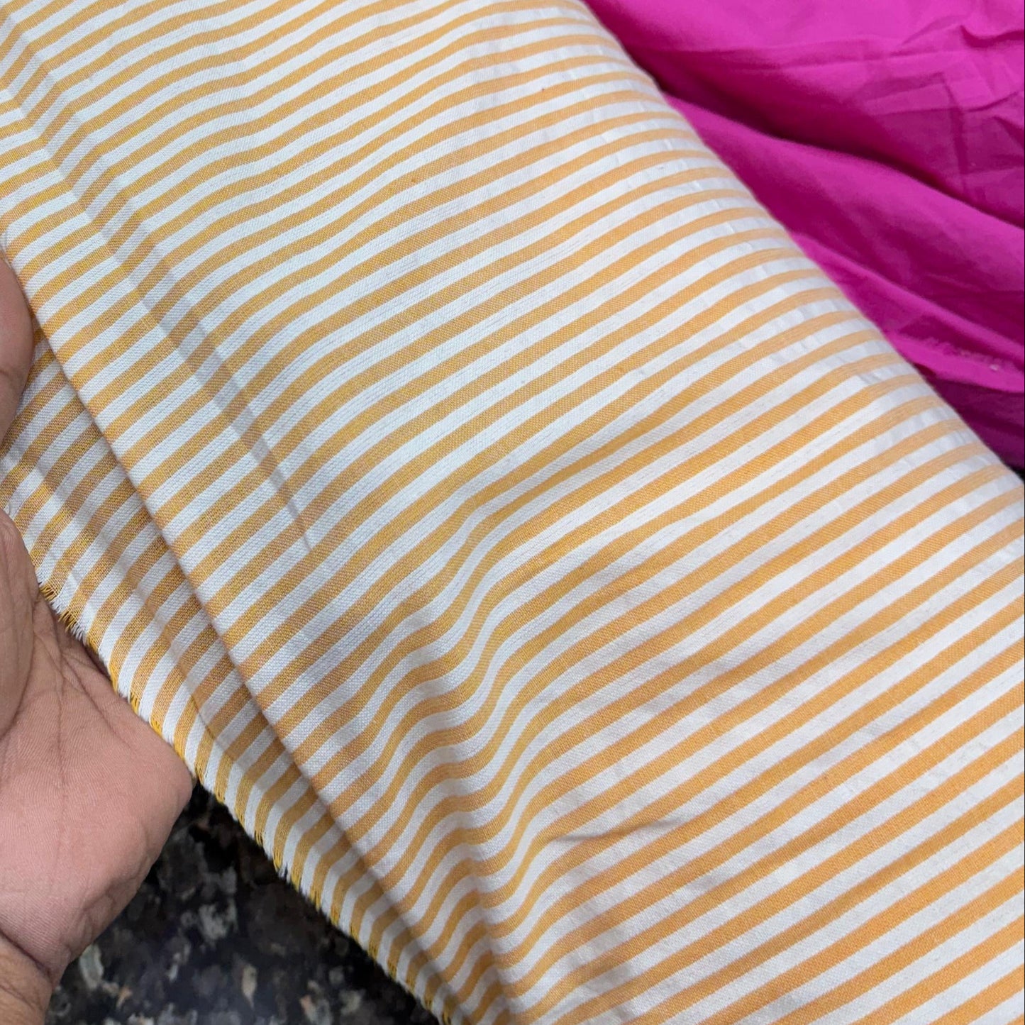 Premium Seersucker Soothing Orange Stripe Fabric