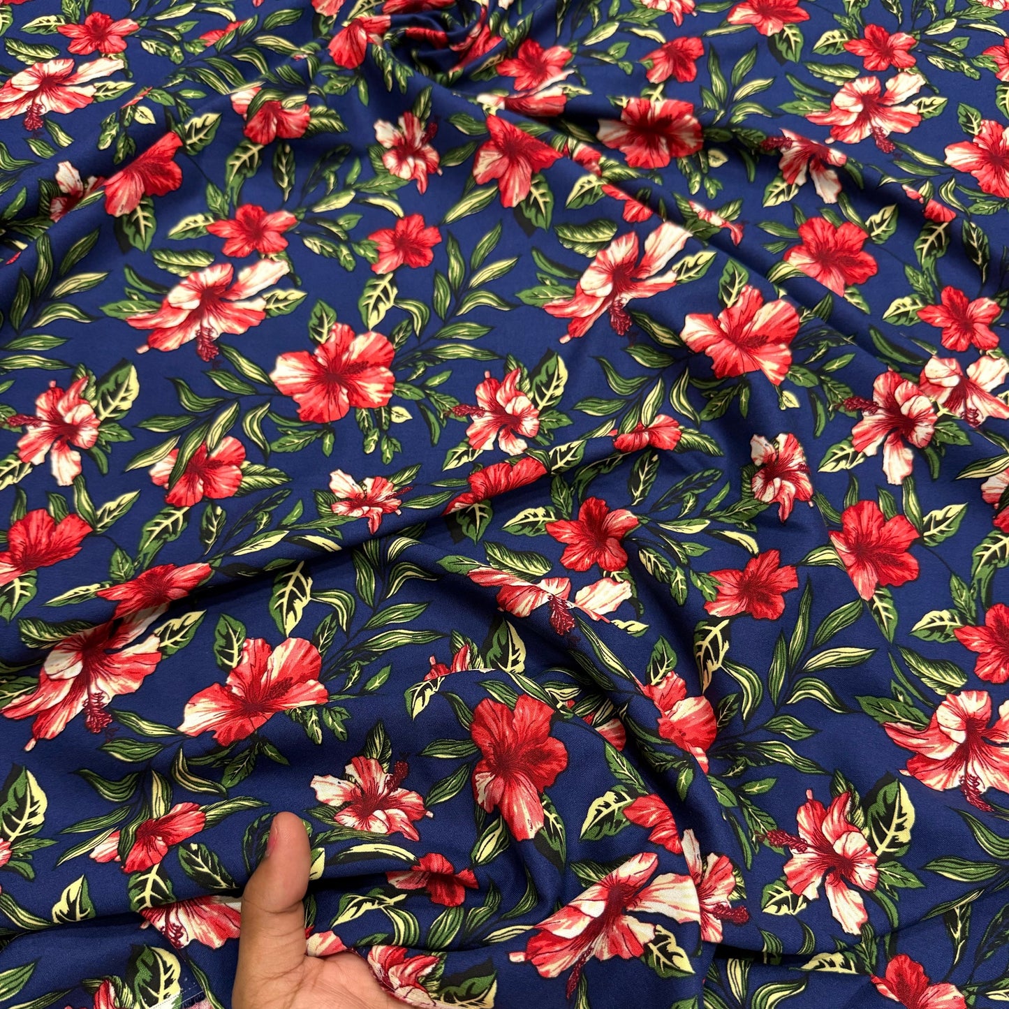 Buy Premium Rayon Hibiscus Printed Fabric