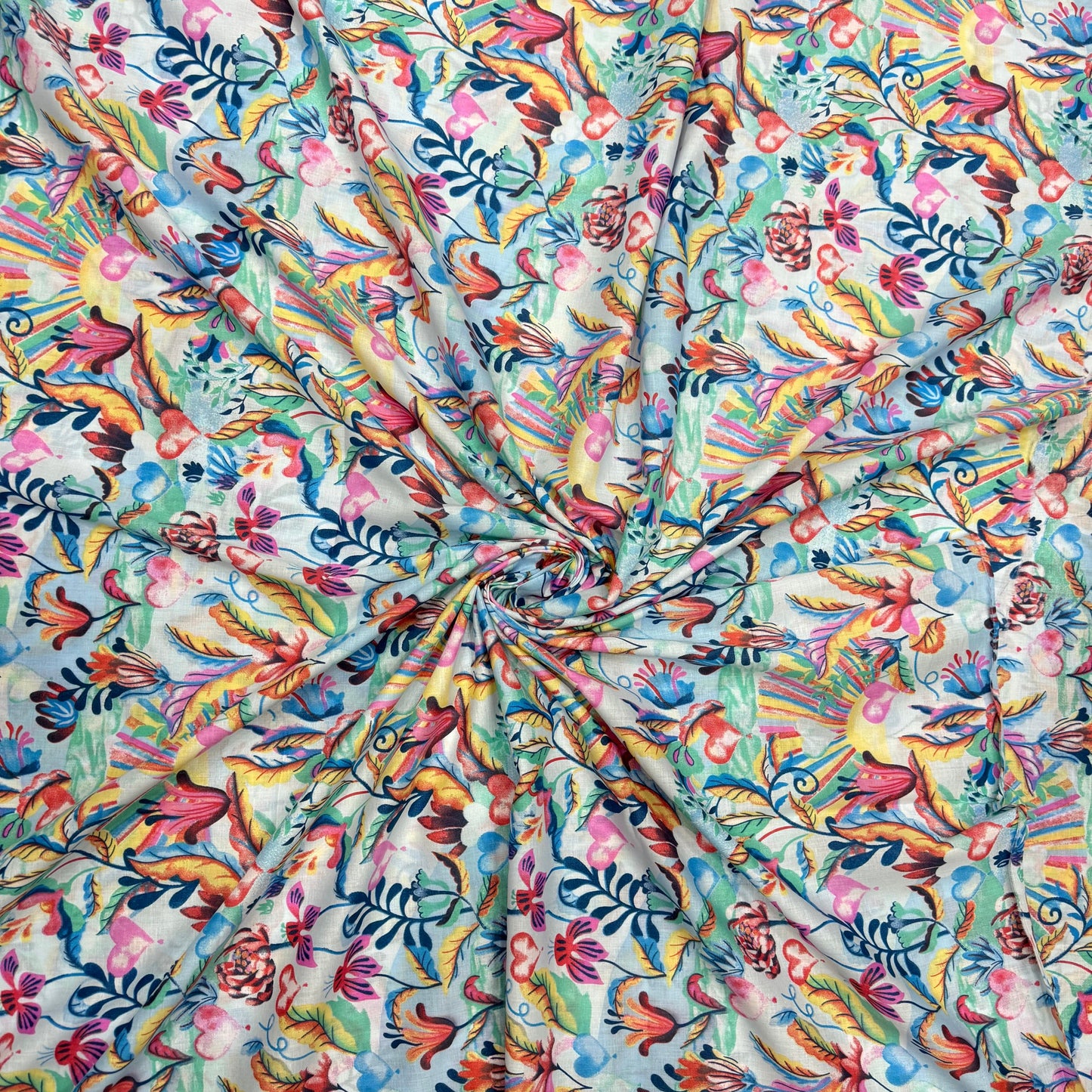 Buy Cotton Cambric Vibrant Summer Floral Fabric