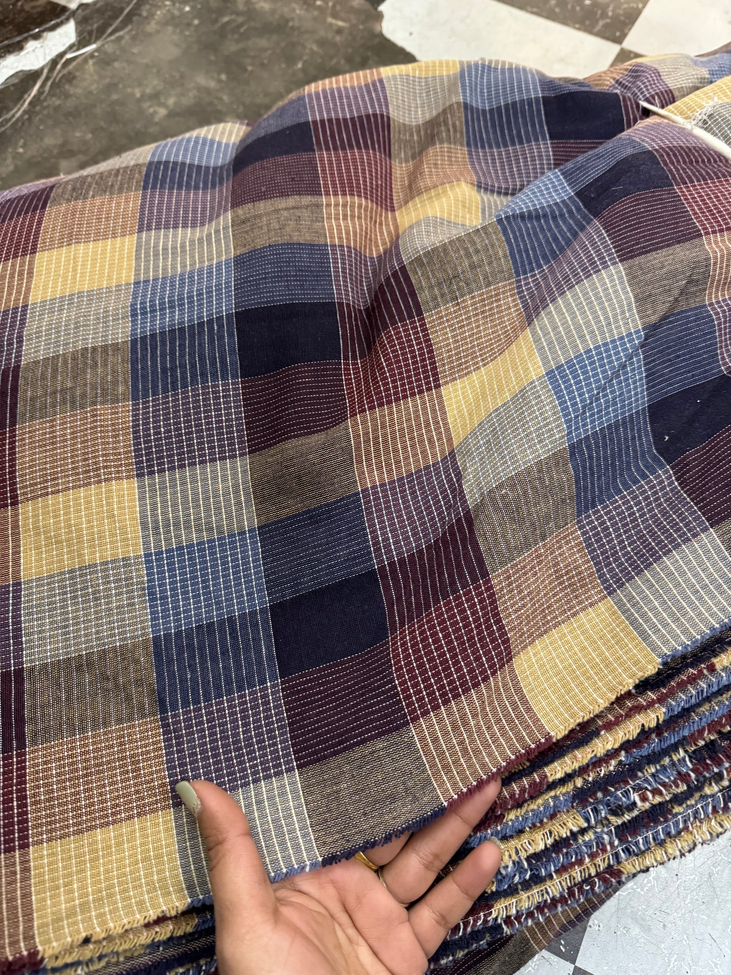 Buy Soft Cotton Multicolour Thin Stripe Added Fabric India