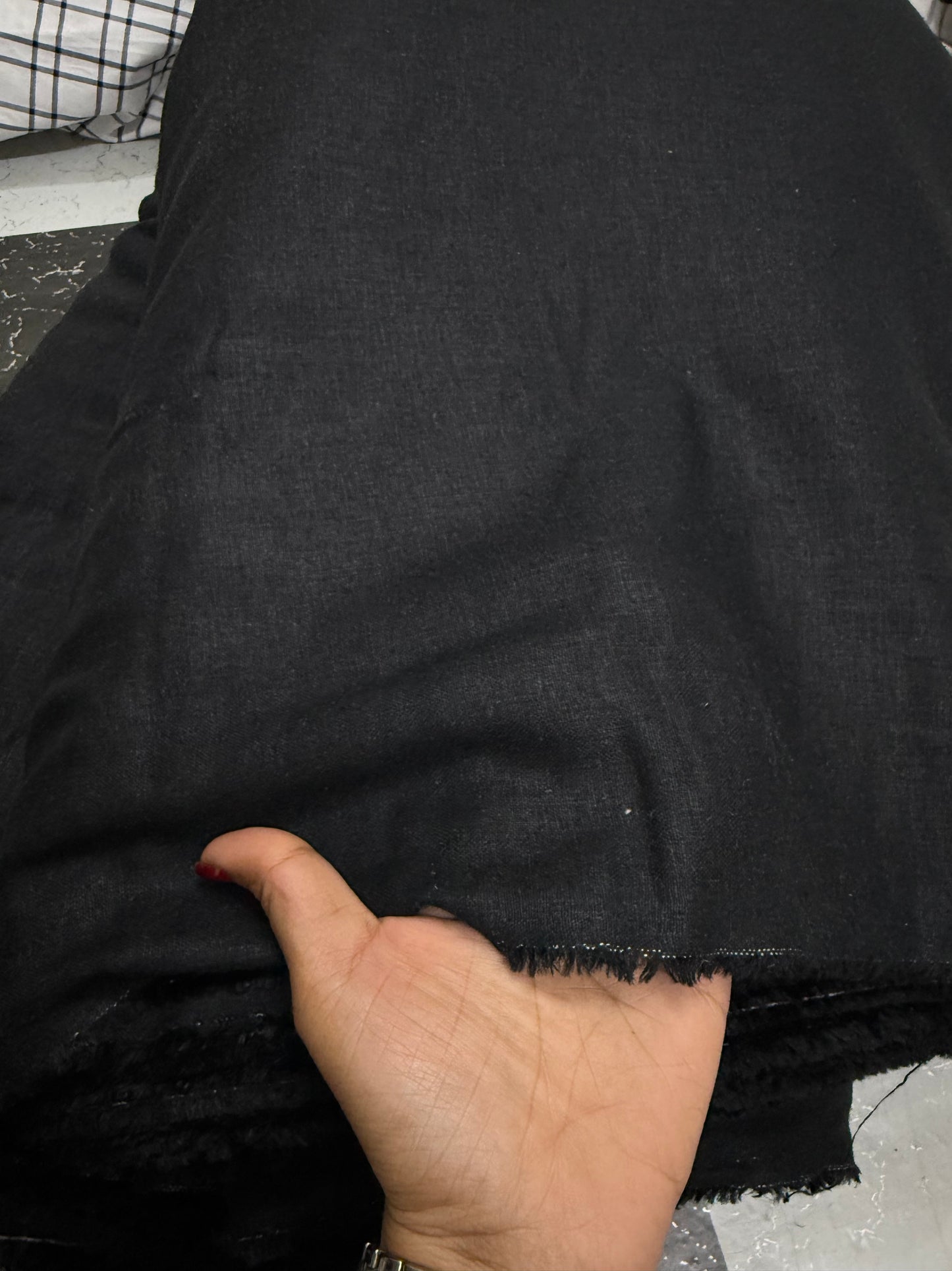 Buy Pure Linen Solid Black Fabric