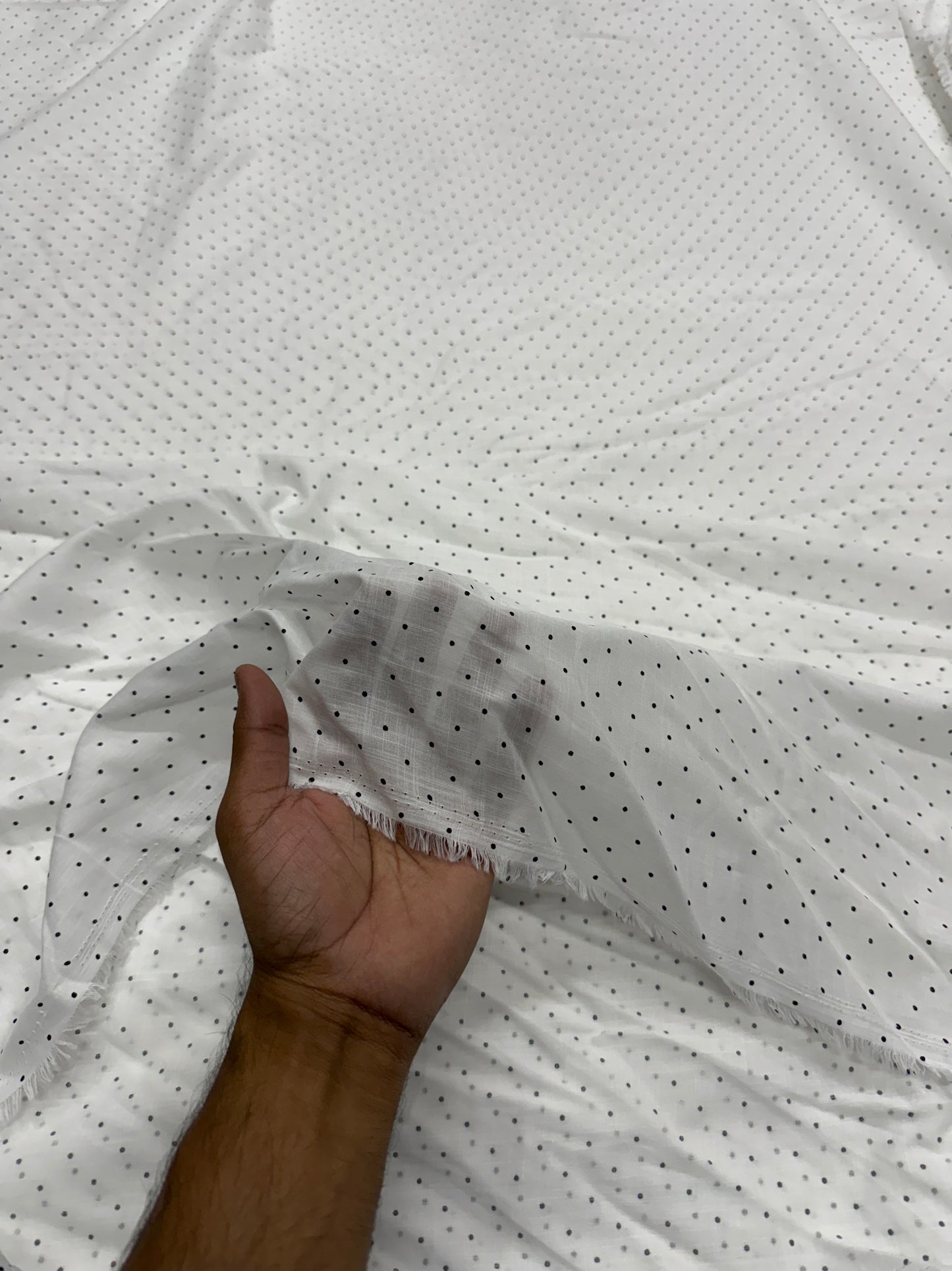 Buy Mul Cotton Polki Dot Printed Fabric