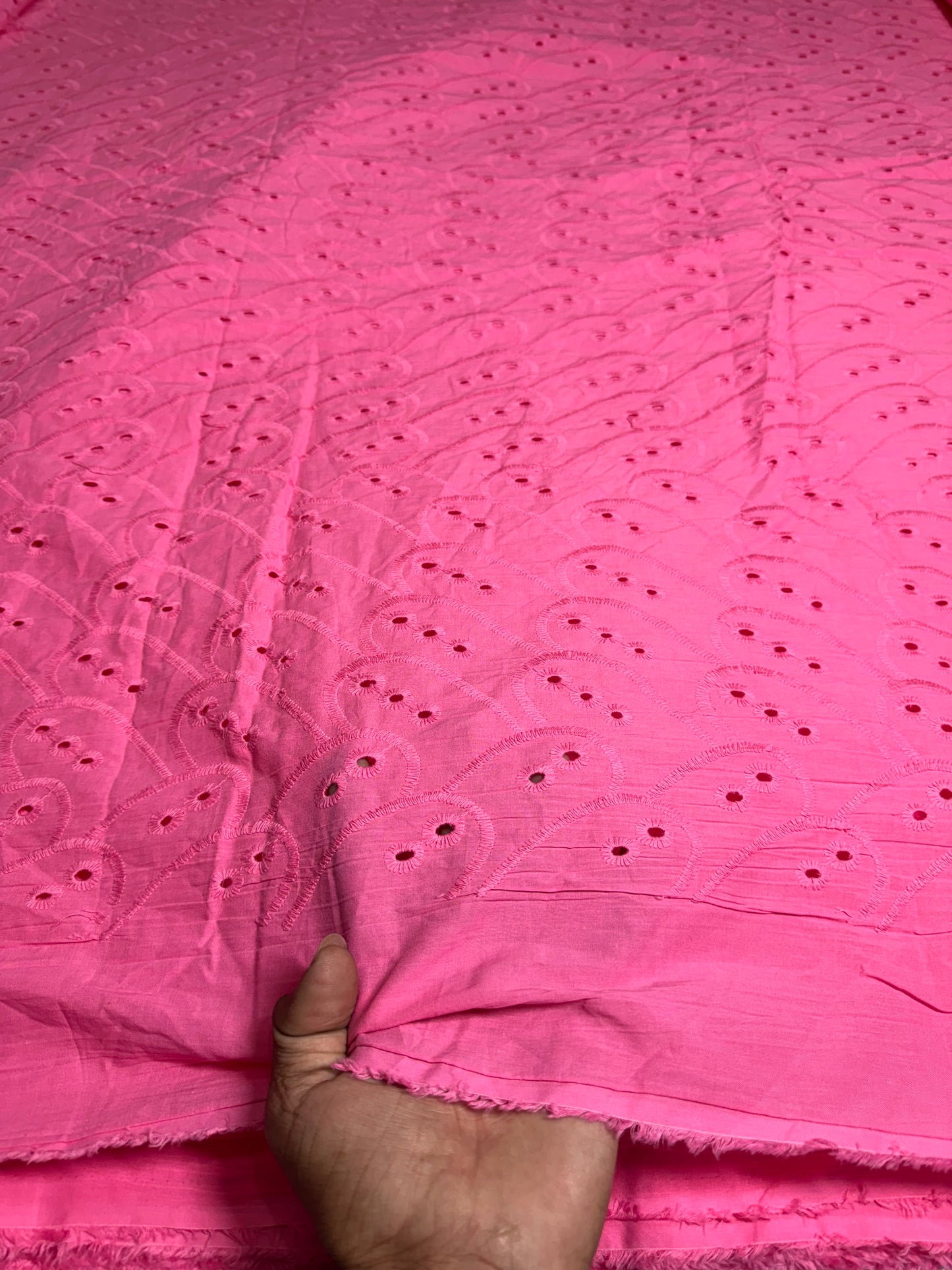 Buy Hakoba Pink Rare Shell Cutwork Fabric