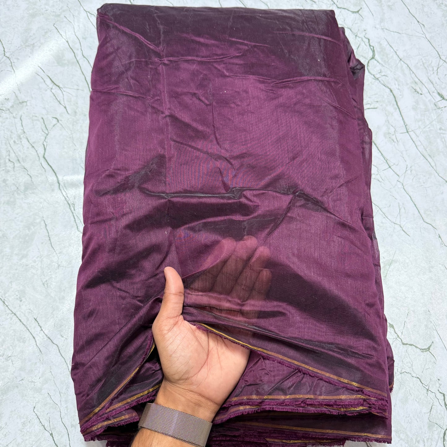 Buy Mul Chanderi Purple Fabric
