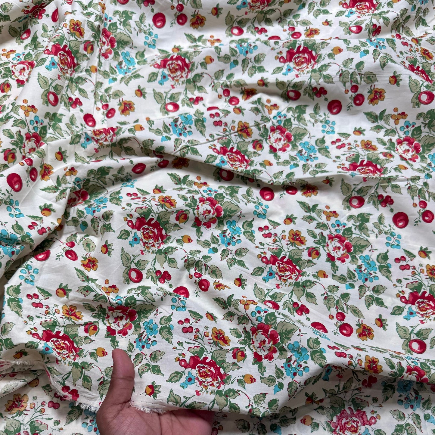 Buy Poplin Cherry Blossom Printed Fabric