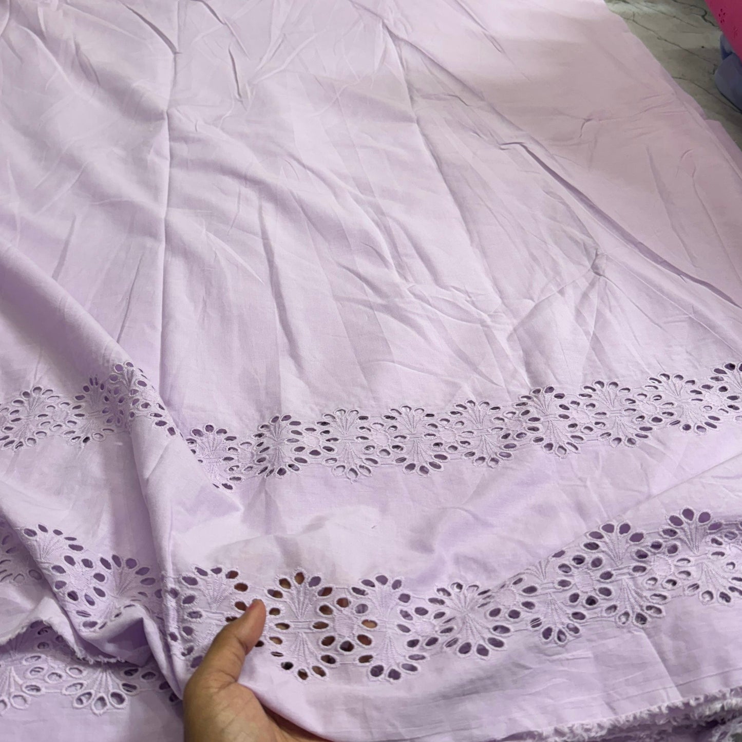 Buy Hakoba Lavender Plazzo 2 Layer Bouquet Fabric