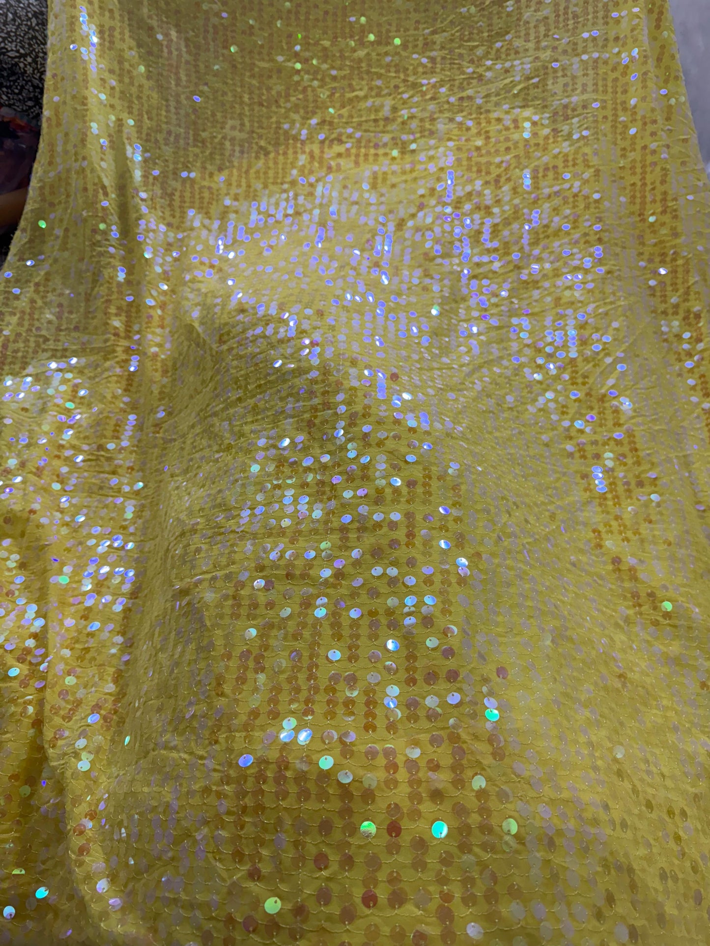 Buy Sequins Yellow Coloured Fabric