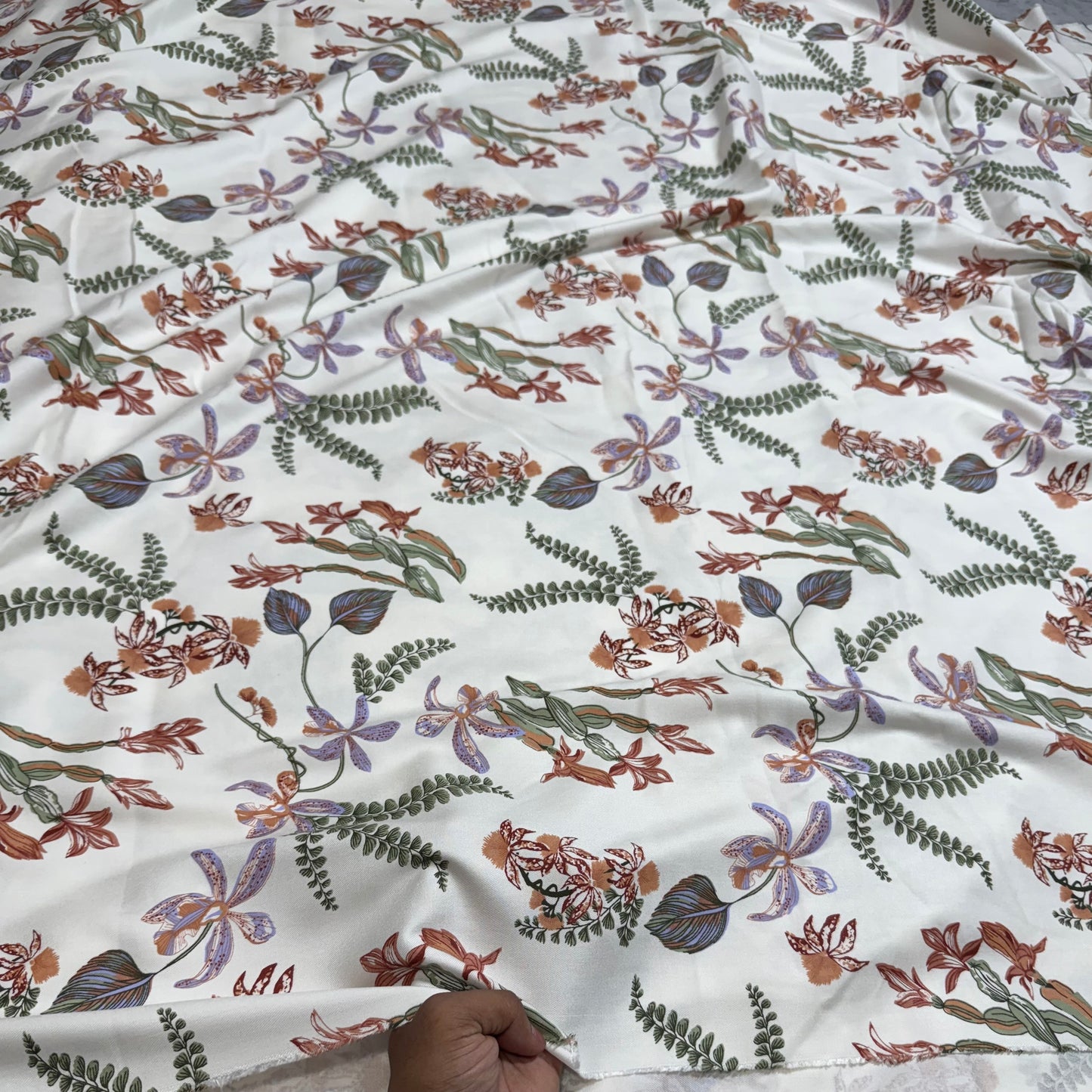 Buy Premium Modal Twill Fern & Flower Printed Fabric