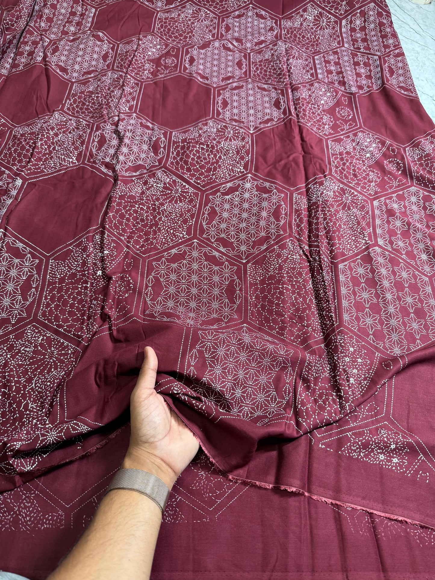 Buy Premium Modal Honeycomb Printed Printed Fabric