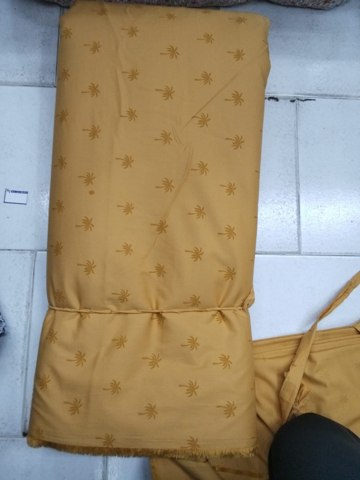 Buy Cotton Poplin Mustard Base Palm Tree Printed FABRIC