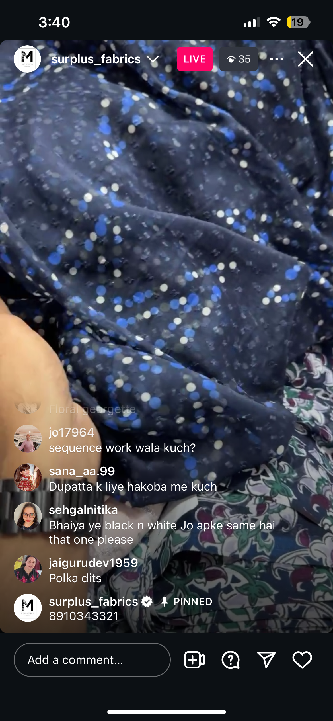 Buy Chiffon Butta Bindi Star Fabric - MAF