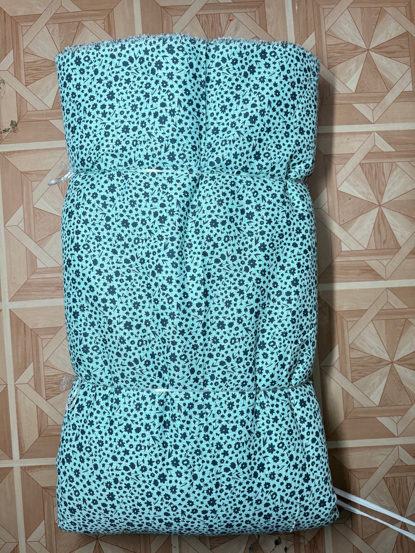 Buy Cotton Slub Retro Blue Flower Printed Fabric - MAF