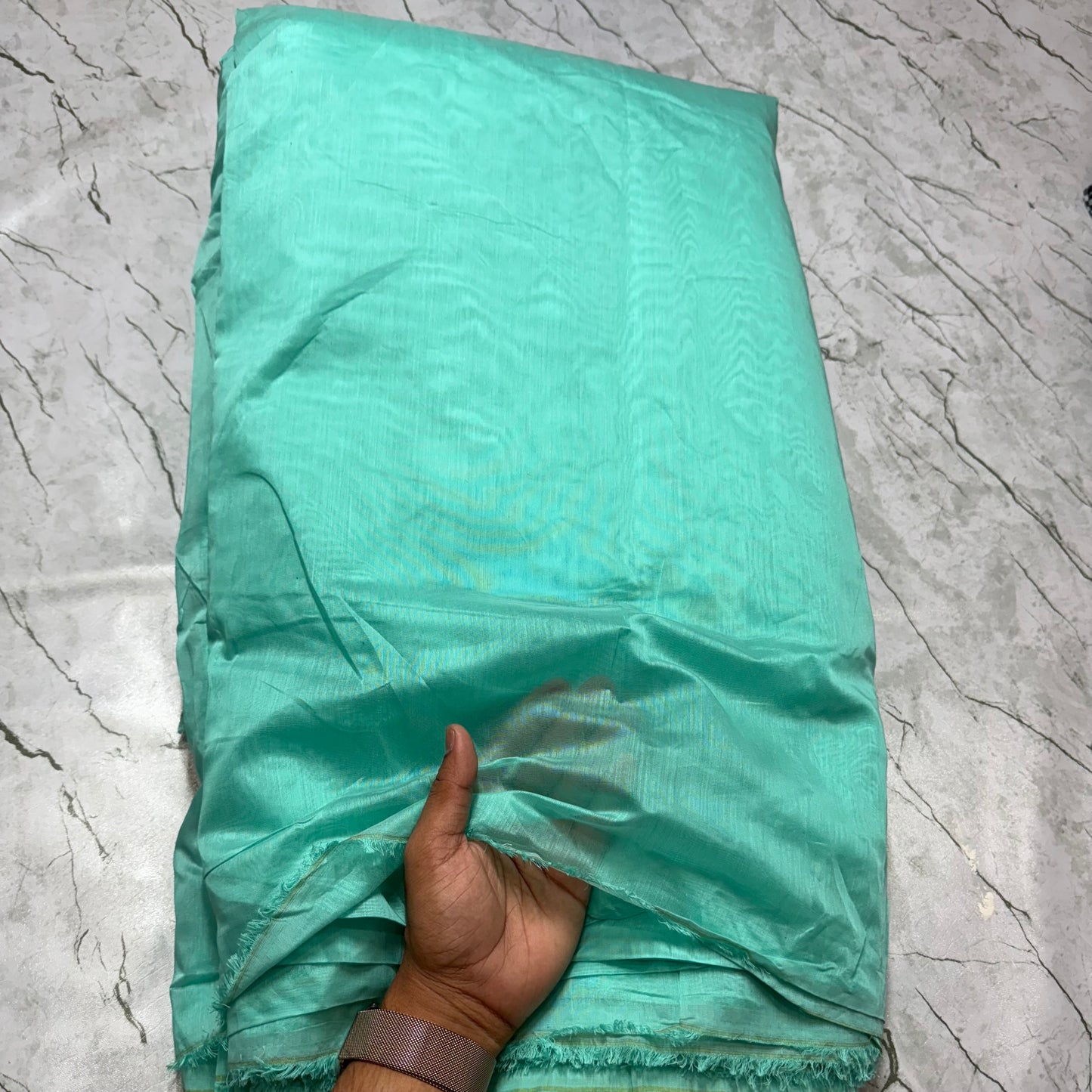 Buy Mul Chanderi Persian Green Fabric