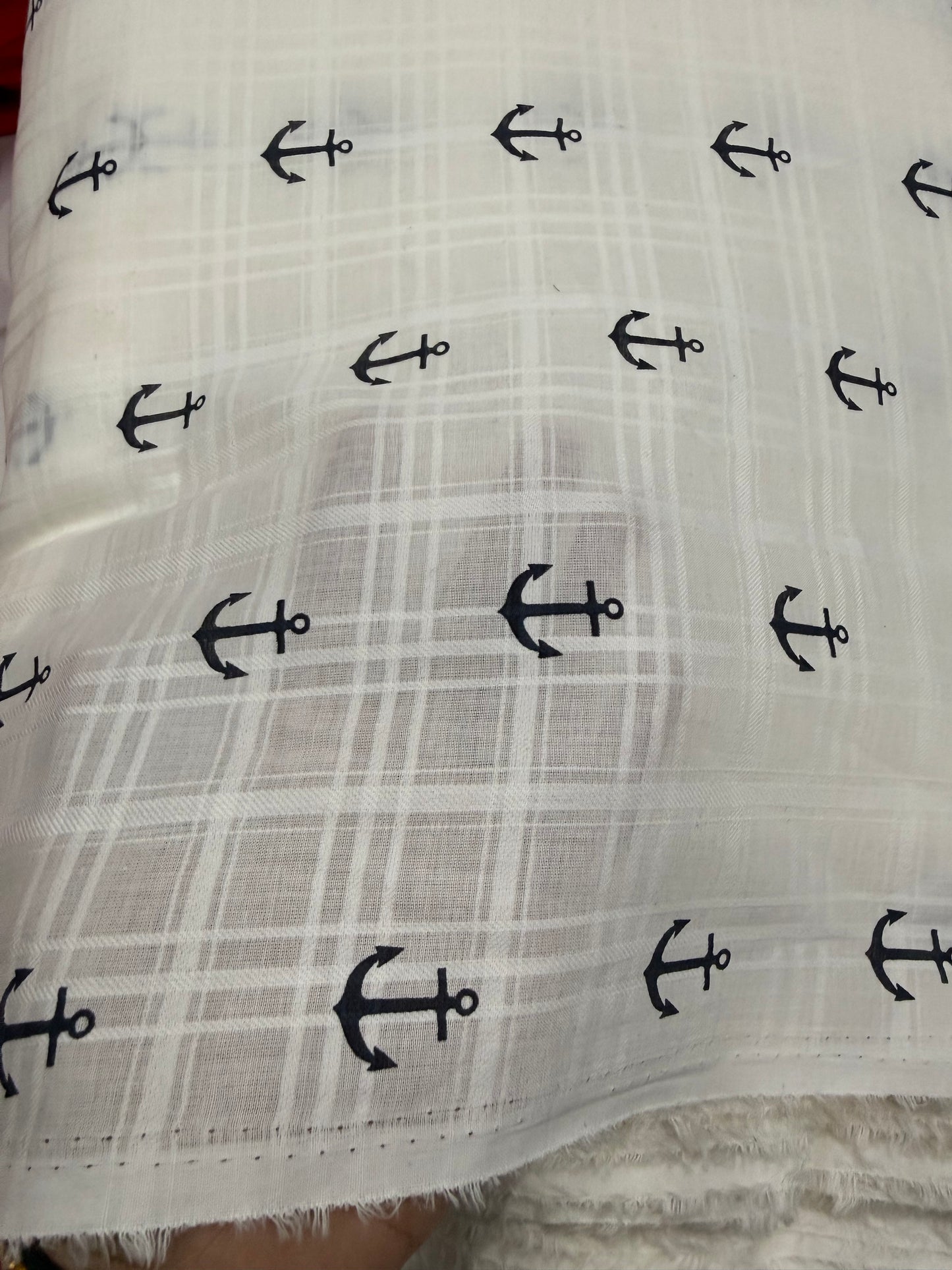 Buy Cotton Dobby Anchor Printed Kids Fabric