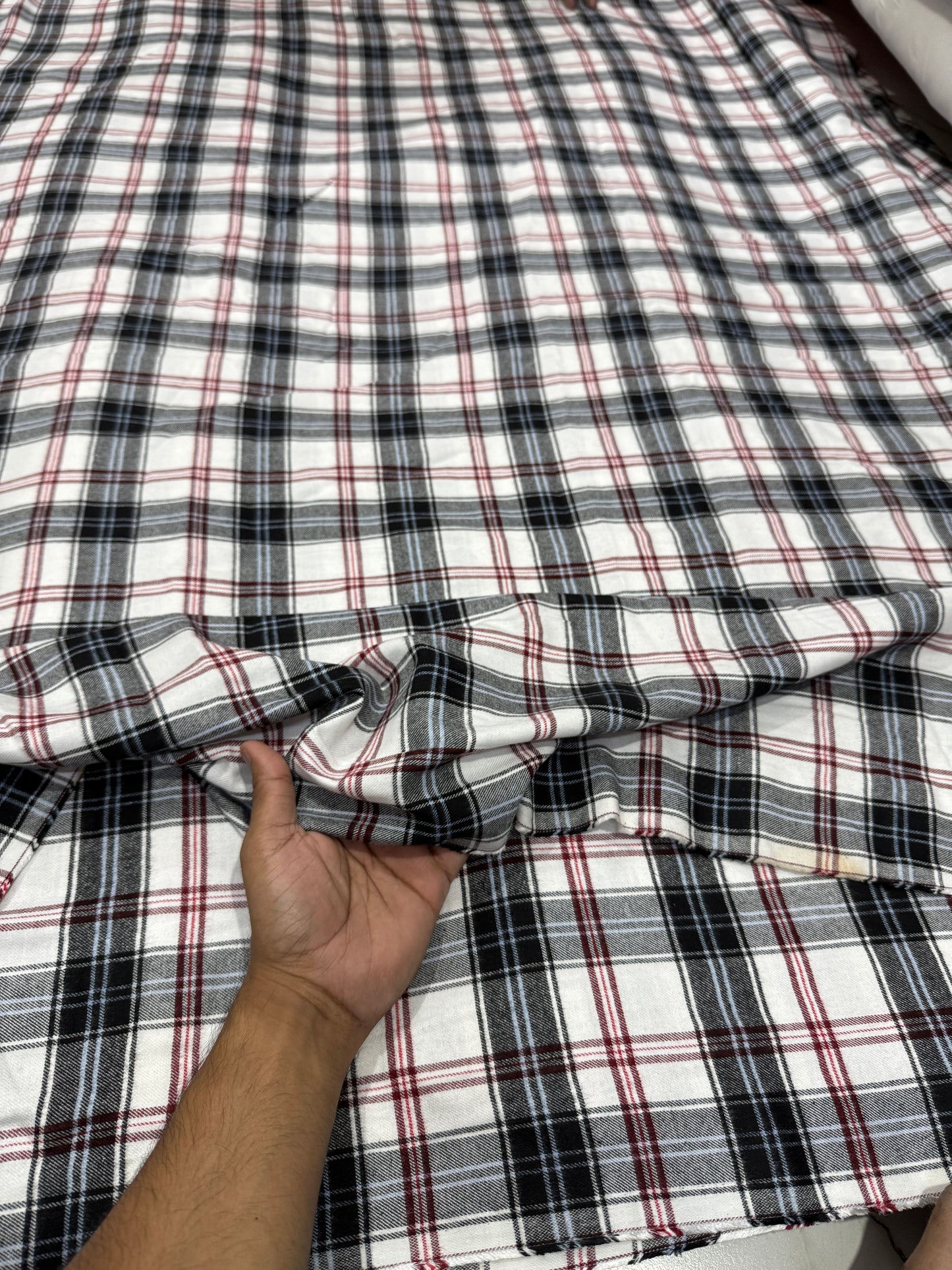 Buy Rare Cotton Twill Vintage White Check Fabric