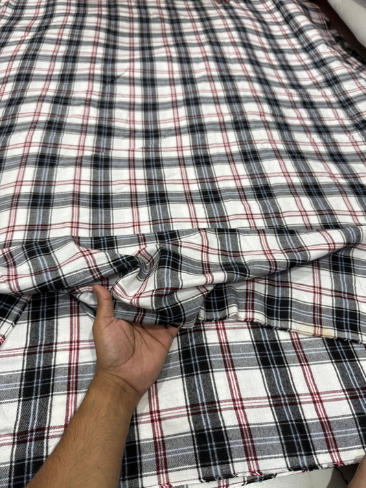 Buy Rare Cotton Twill Vintage White Check Fabric