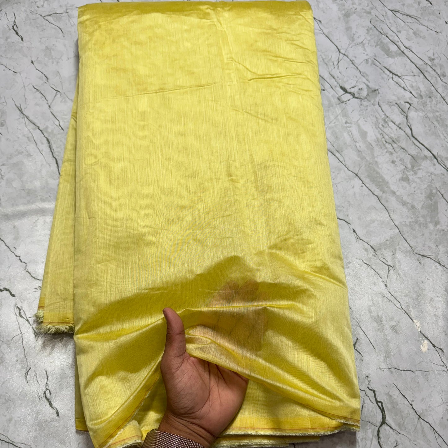 Buy Mul Chanderi Baby Yellow Fabric