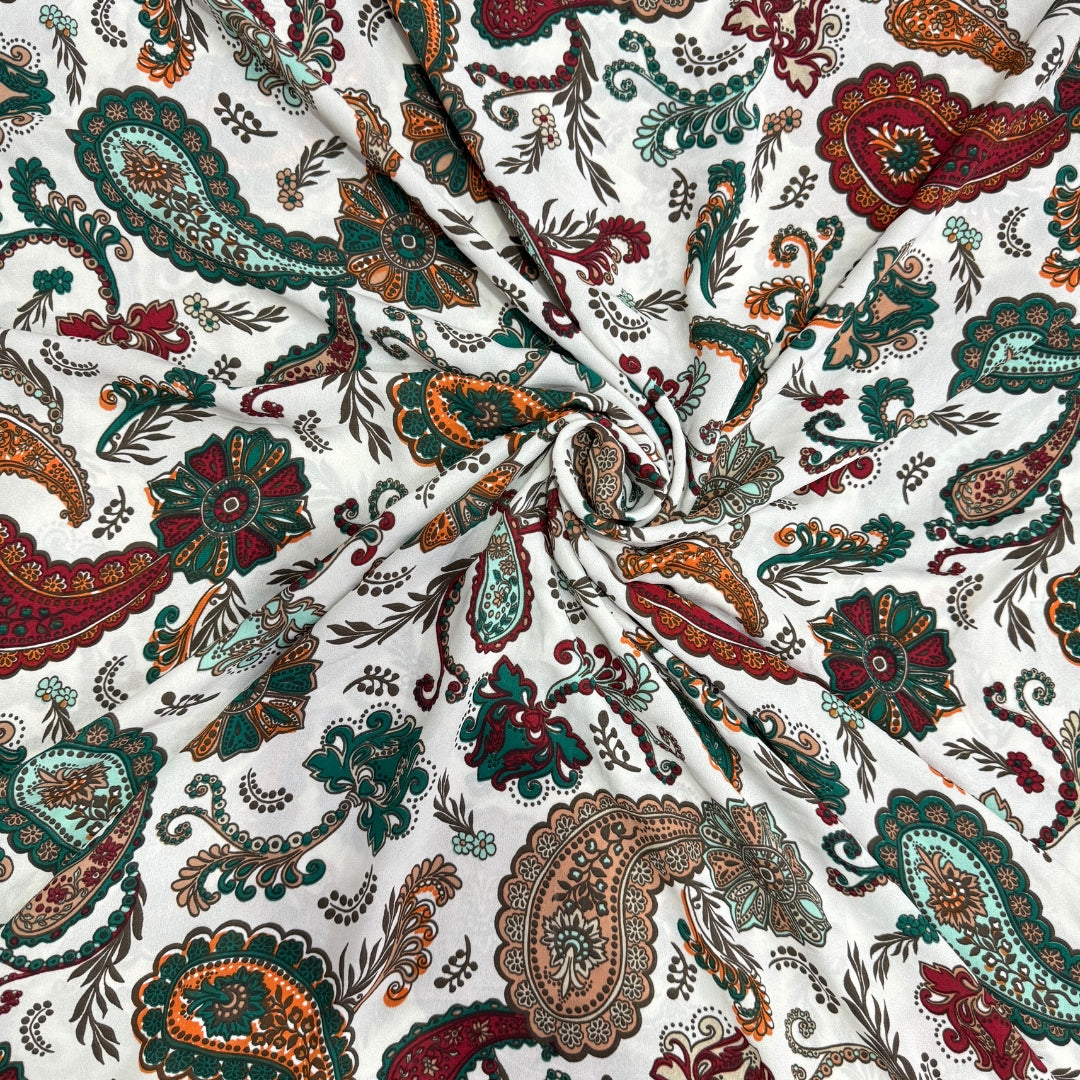 Buy Viscose Crepe Mehndi Block Printed Fabric