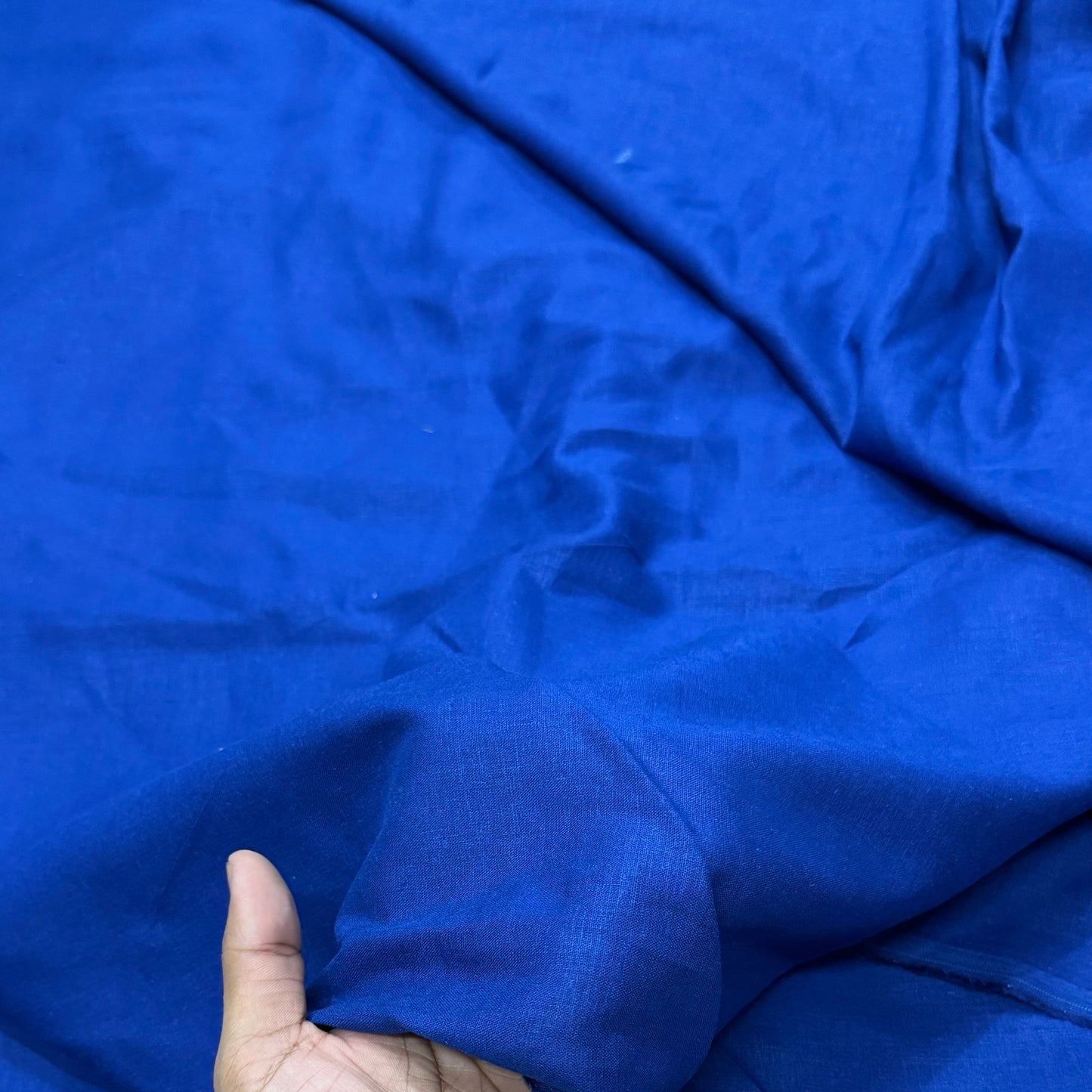 Buy Linen Solid Royal Blue Solid Fabric