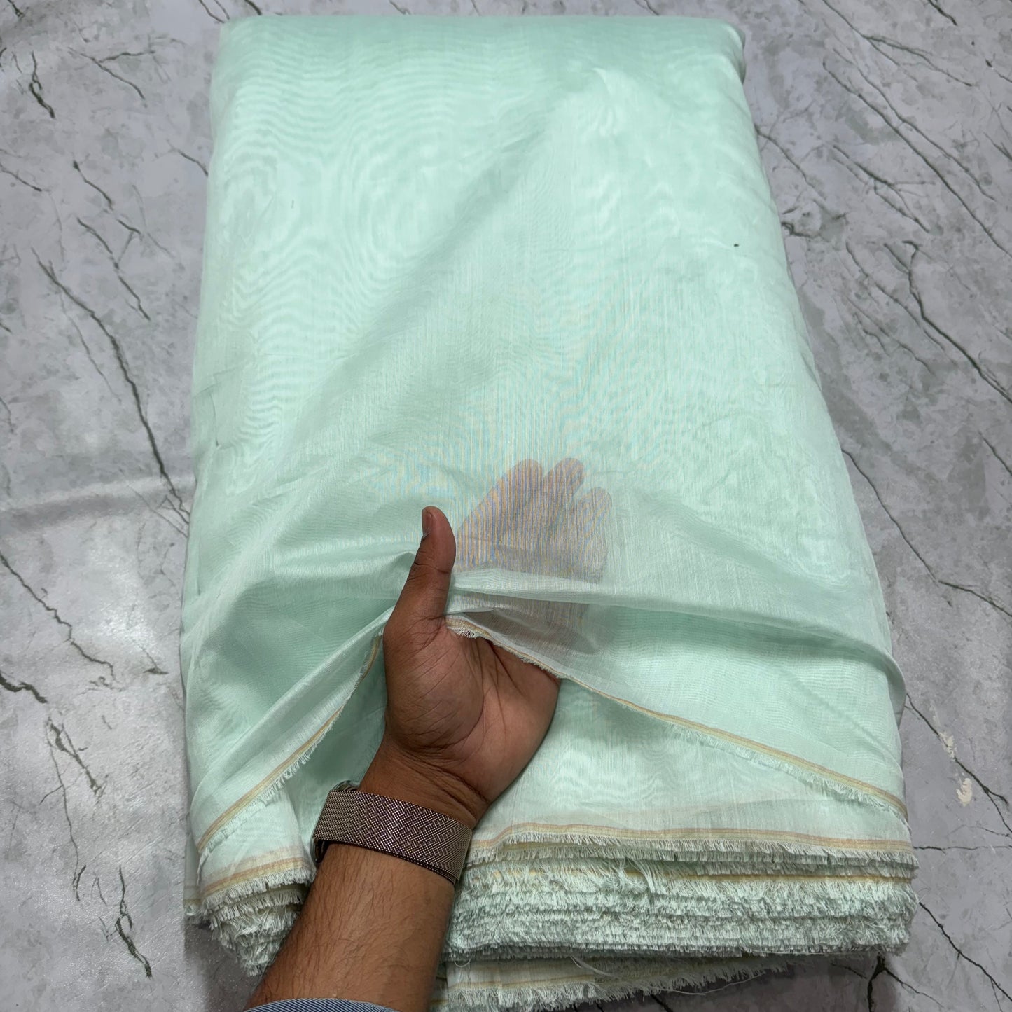 Buy Mul Chanderi Mint Fabric