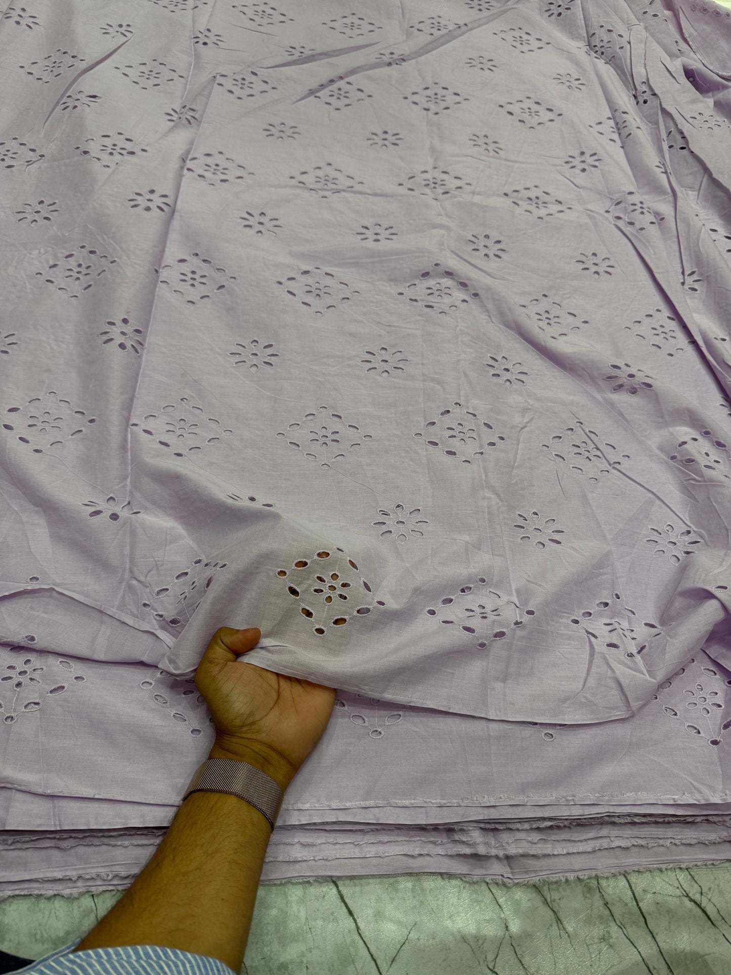 Buy Hakoba Lavender Square Phool Fabric