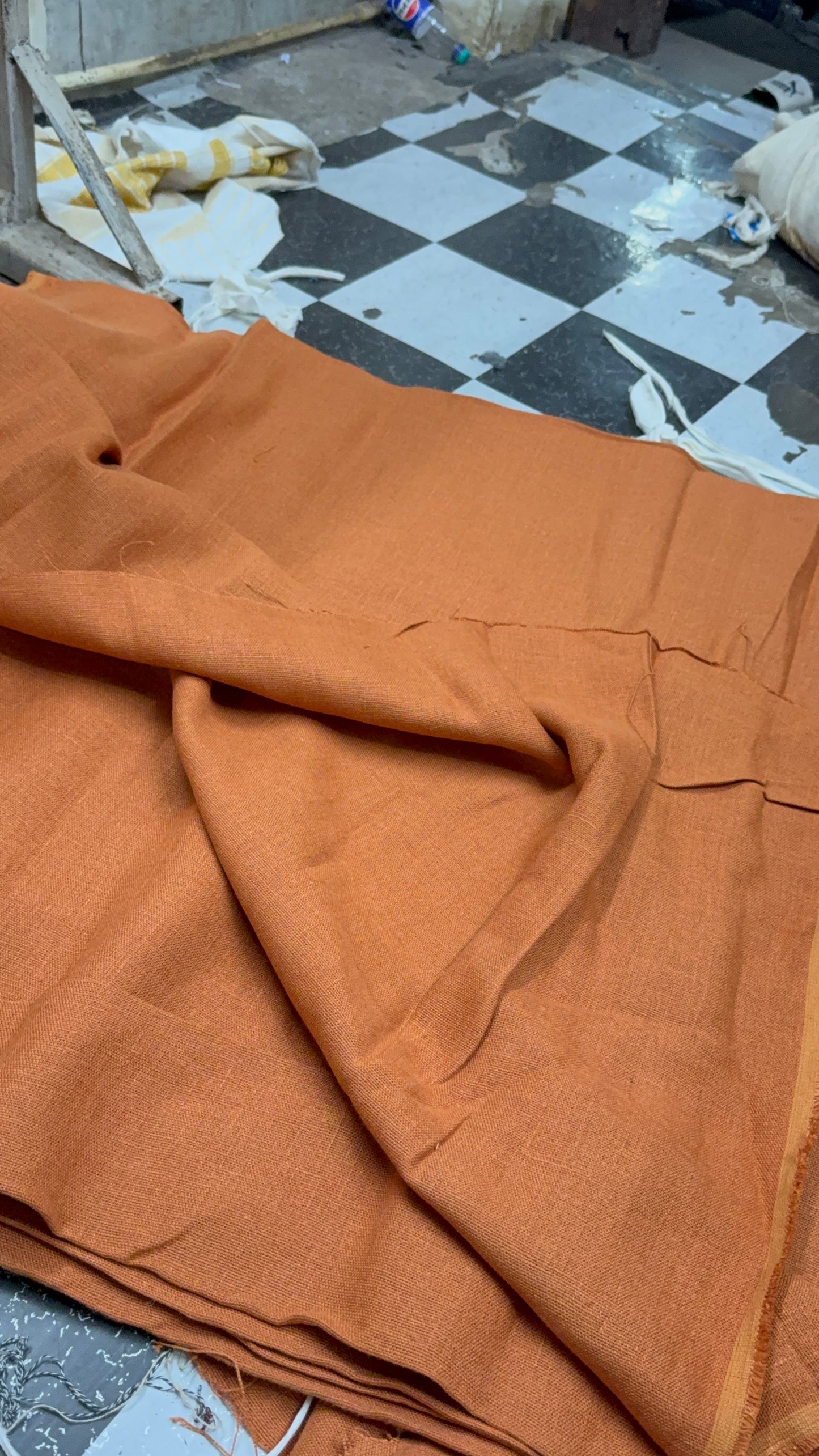 Buy Cotton Linen Rust Orange Solid Soft Furnishing