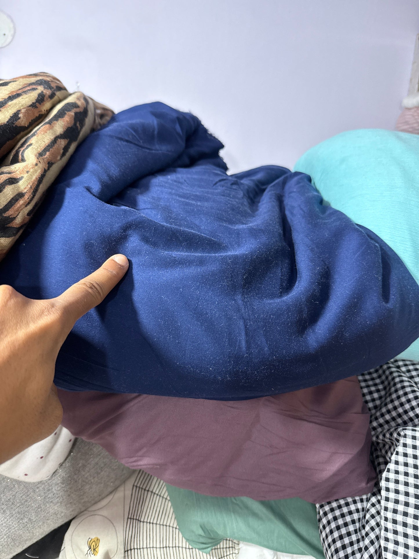 Buy Navy Blue Plain Solid Rayon Fabric