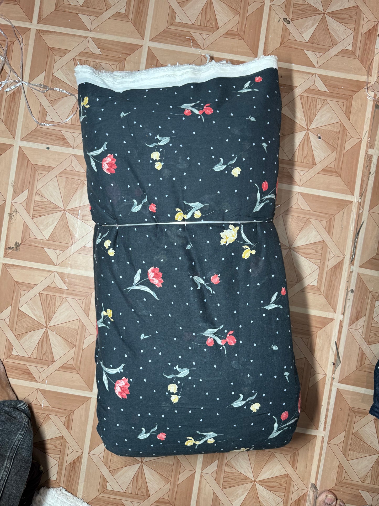 Buy Pure Muslin Coal Black Red Rose Printed Fabric