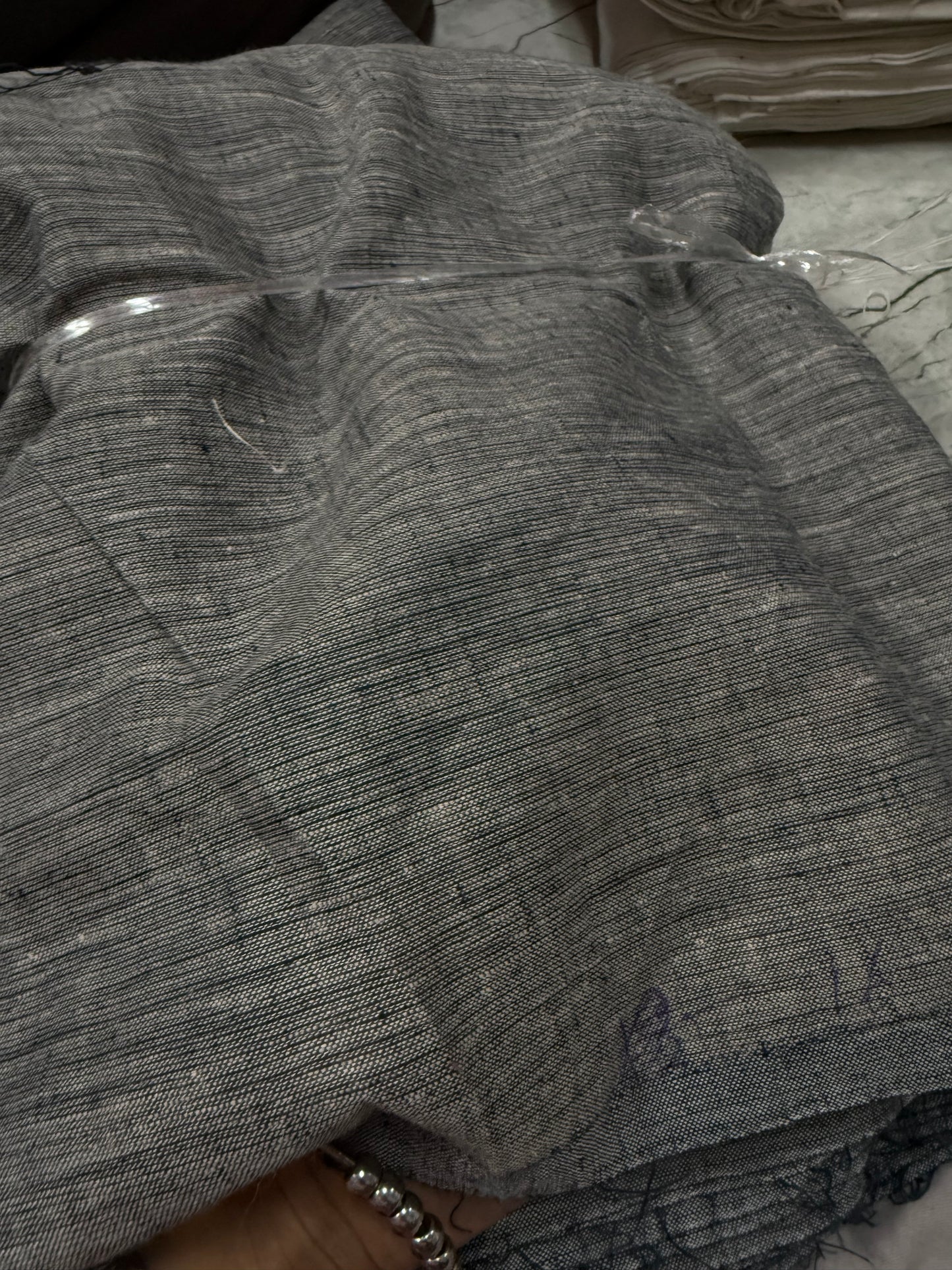 Buy Pure Linen Grey Black Fabric