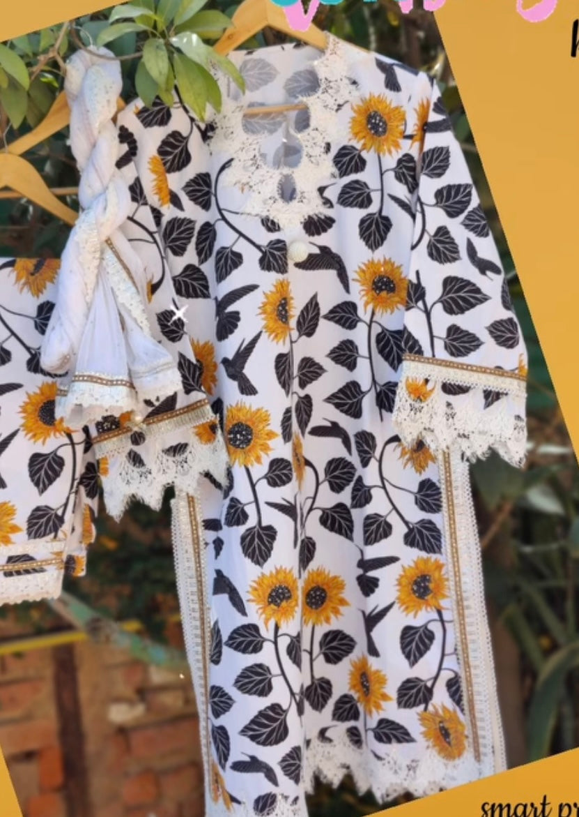 Buy Premium Collection HL Poplin Bold Sunflower Printed Fabric