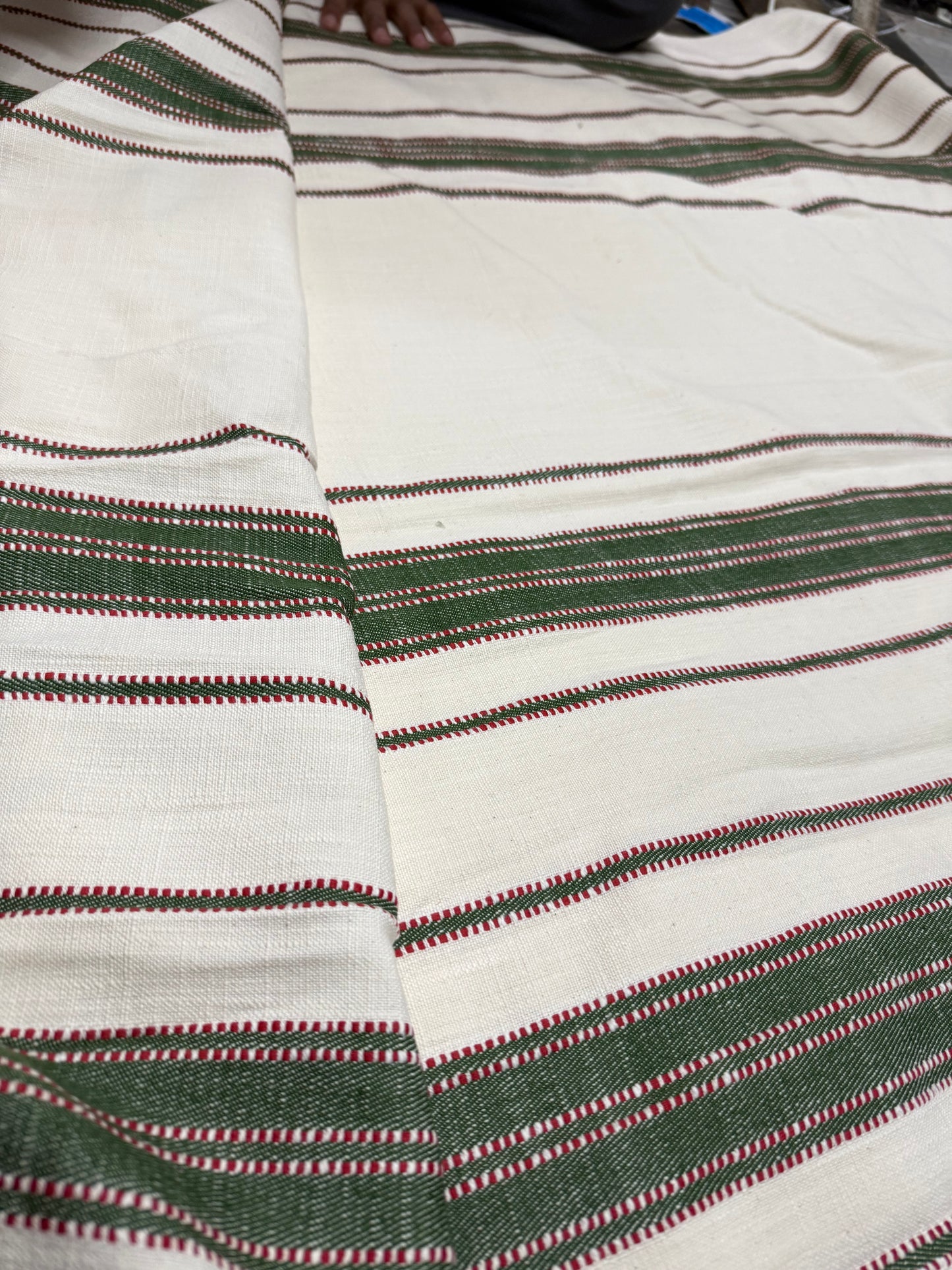 Buy Cotton Linen Green Bold Stripe Fabric Soft Furnishing