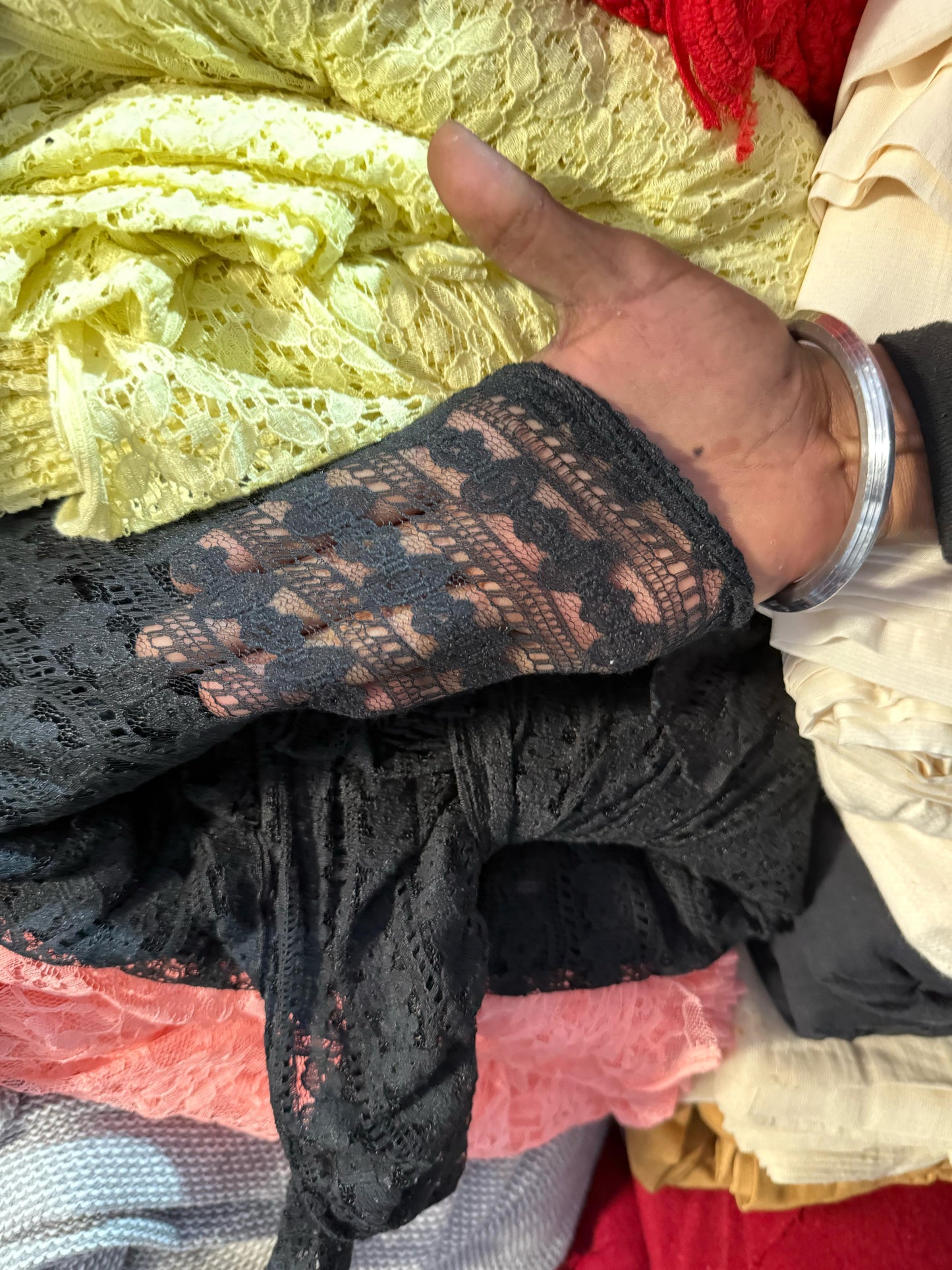 Mesh Embroidery Black Line Floral Net Fabric