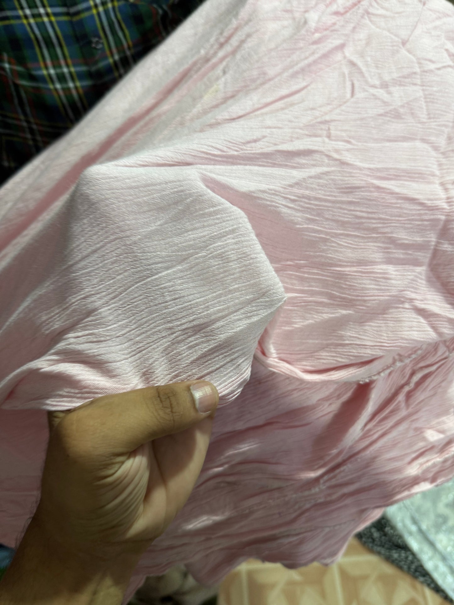 Buy Crinkled Baby Pink Fabric
