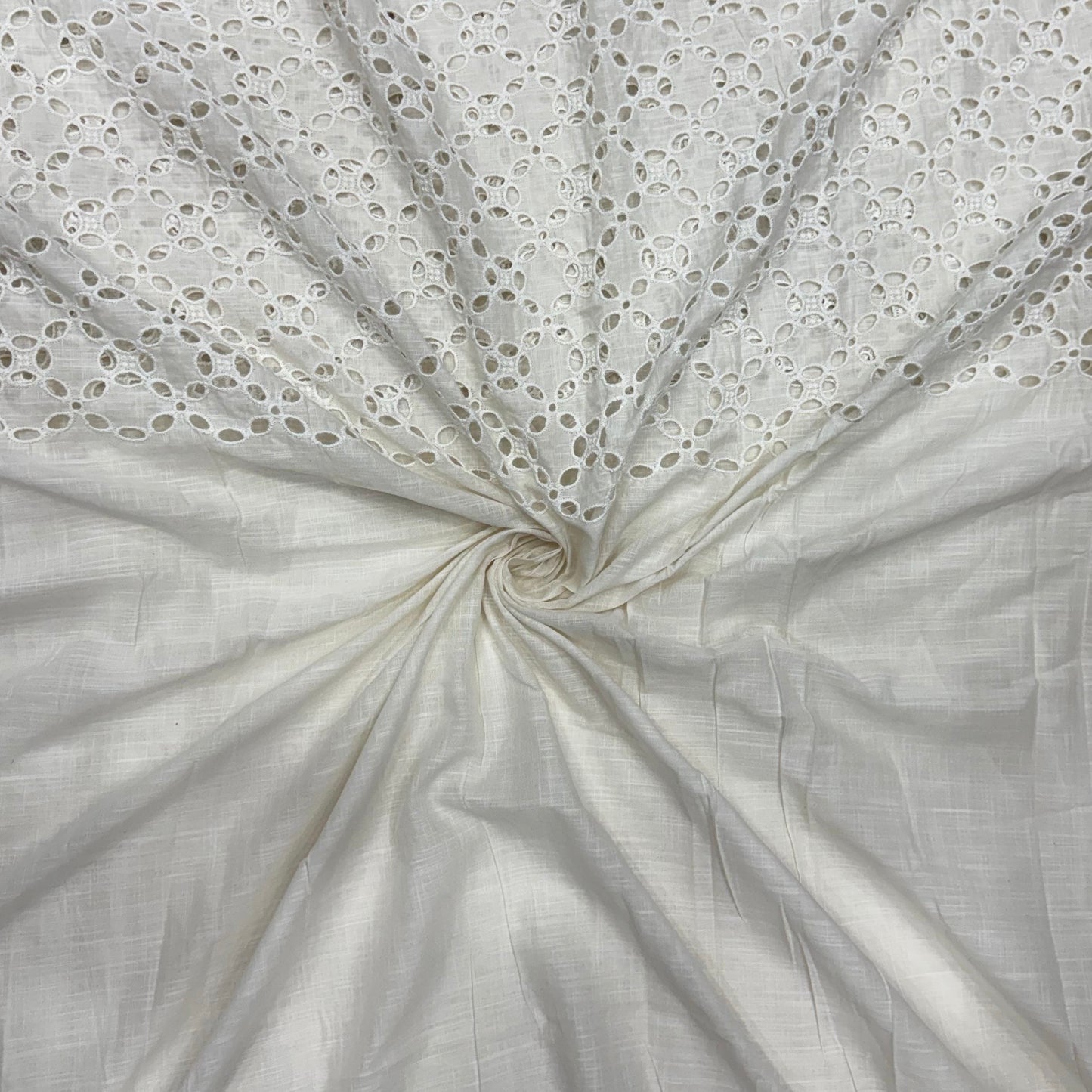 Cotton Hakoba 5 Leaf Diamond White Fabric Palazzo
