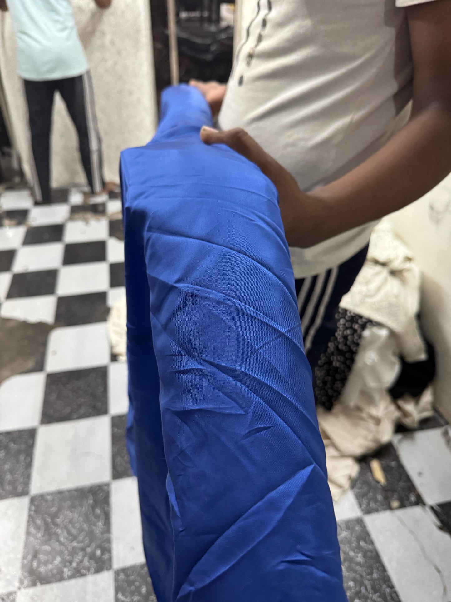 Buy Viscose Crepe Solid Blue Fabric