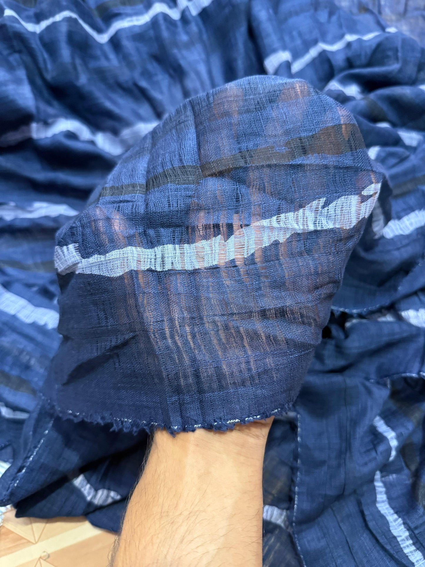 Buy Cotton Gauge Blue Stripe Fabric